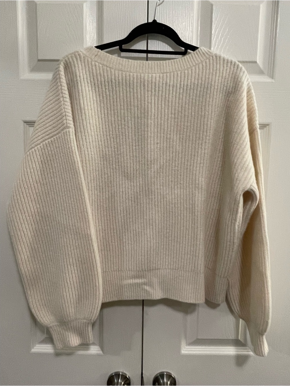 Babaton Cream Ribbed V‑Neck Button Front Cardigan - Picture 2 of 5